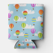 Hete Luchtballons in Bewolkte Dotty Sky Blikjeskoeler (Voorkant)