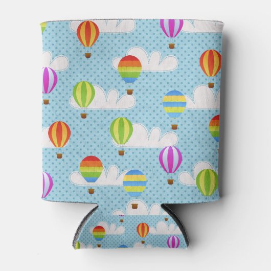 Hete Luchtballons in Bewolkte Dotty Sky Blikjeskoeler (Voorkant)