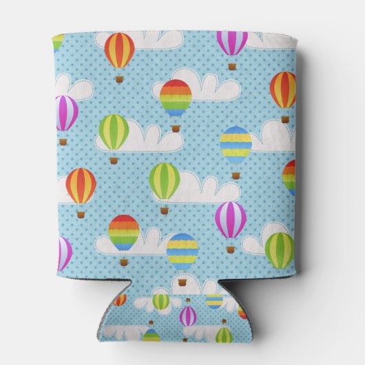 Hete Luchtballons in Bewolkte Dotty Sky Blikjeskoeler (Achterkant)