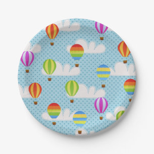Hete Luchtballons in Bewolkte Dotty Sky Papieren Bordje