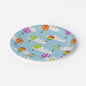 Hete Luchtballons in Bewolkte Dotty Sky Papieren Bordje (Gekanteld)