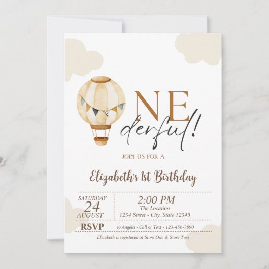 Hete Luchtballonwolken 1e Verjaardagsfeest Kaart (Voorkant)