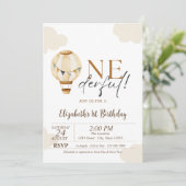 Hete Luchtballonwolken 1e Verjaardagsfeest Kaart (Staand voorkant)