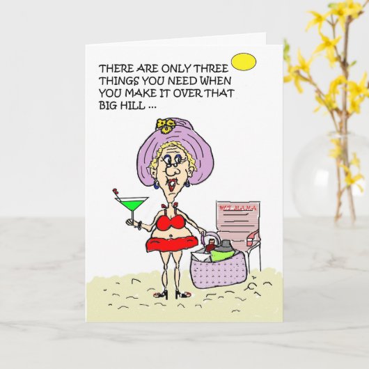 Hete mama over de Hill Martini Beach Kaart (Gele Bloem)