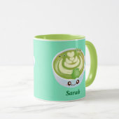 Hete Matcha groene thee latte met schattige kikker Mok (Voorkant rechts)