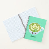 Hete Matcha groene thee latte met schattige kikker Notitieboek (Binnen)