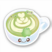 Hete Matcha groene thee latte met schattige kikker Sticker (Voorkant)