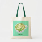 Hete Matcha groene thee latte met schattige kikker Tote Bag (Voorkant)
