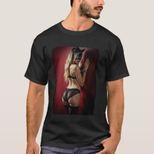 Hete meid op T-shirt voor mannen Meisje in kattenm
