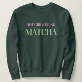 Hete Meisjes Drinken Matcha Dames Groene Sweater