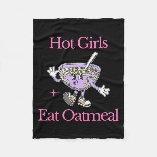 Hete Meisjes Eten Havermout Funny Design Fleece Deken (Voorkant)