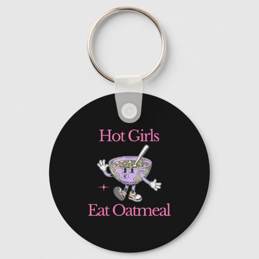 Hete Meisjes Eten Havermout Funny Design  Sleutelhanger (Voorkant)