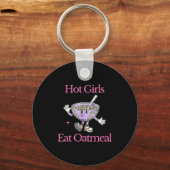Hete Meisjes Eten Havermout Funny Design  Sleutelhanger (Voorkant)