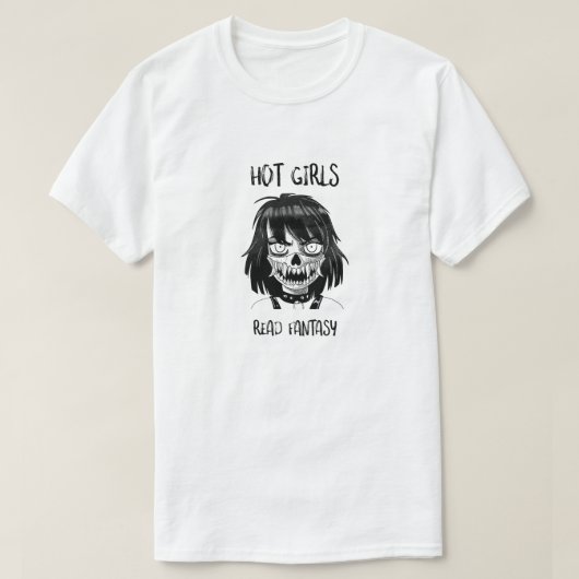 HETE MEISJES LEZEN FANTASIE SCHERPE TANDEN B/W MAN T-SHIRT (Design voorkant)