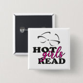 Hete Meisjes Lezen Vierkante Knop Button 5,1 Cm (Voorkant /achterkant)