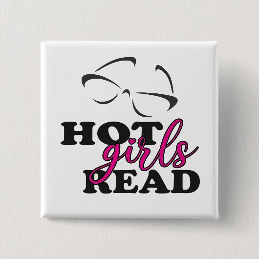 Hete Meisjes Lezen Vierkante Knop Button 5,1 Cm (Voorkant)