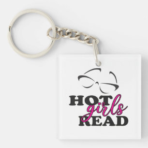 Hete Meisjes Lezen Vierkante Sleutelhanger