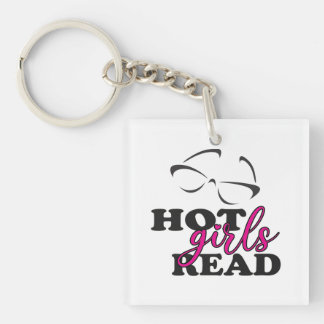 Hete Meisjes Lezen Vierkante Sleutelhanger