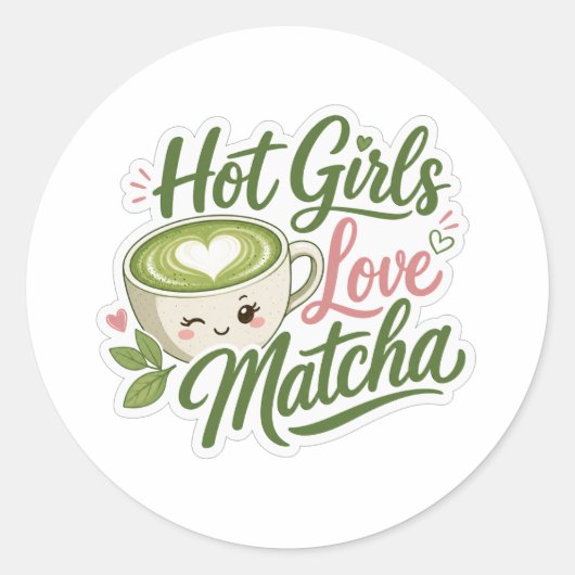 Hete Meisjes Liefde Matcha Ronde Sticker (Voorkant)