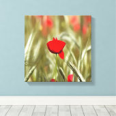 Hete papaver acrylverf canvas afdruk (Insitu (Houten vloer))