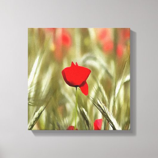 Hete papaver acrylverf canvas afdruk (Voorkant)