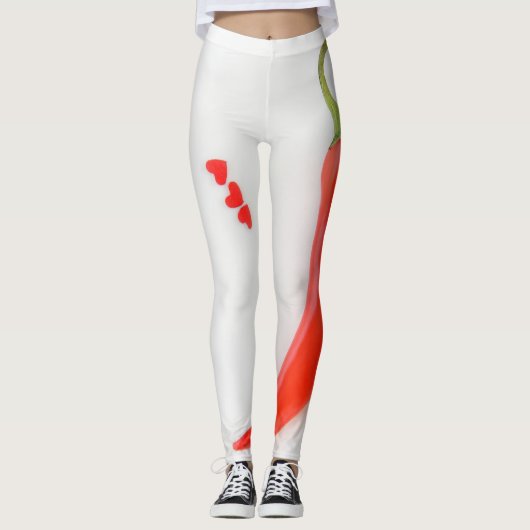 Hete peper Witte rood Leggings (Voorkant)