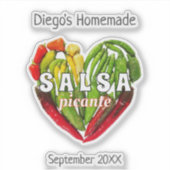 Hete pittige chilipepers hart salsa picante sticker (Voorkant)
