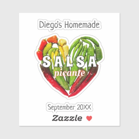 Hete pittige chilipepers hart salsa picante sticker (Vel)