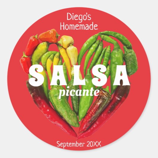 Hete pittige chilipepers hart voedsel label (Voorkant)