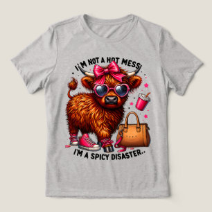 Hete puinhoop, Grappige Highland Koe Tri-Blend Shirt