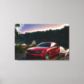 Hete Rode Auto Olieverfschilderij Verpakt Canvas Afdruk (Voorkant)