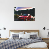 Hete Rode Auto Olieverfschilderij Verpakt Canvas Afdruk (Insitu (Slaapkamer))