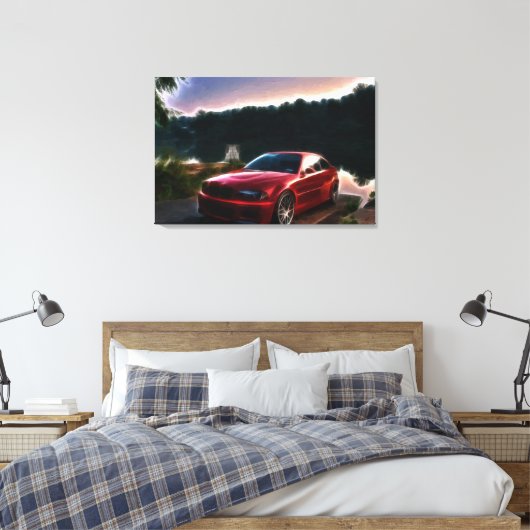 Hete Rode Auto Olieverfschilderij Verpakt Canvas Afdruk (Insitu (Slaapkamer))