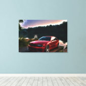 Hete Rode Auto Olieverfschilderij Verpakt Canvas Afdruk (Insitu (Houten vloer))