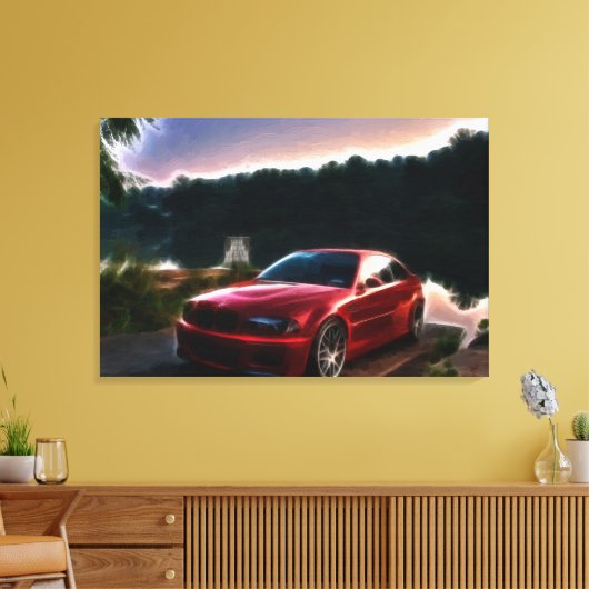 Hete Rode Auto Olieverfschilderij Verpakt Canvas Afdruk (Insitu (Woonkamer))