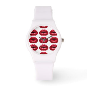 Hete rode lippen schoonheid horloge
