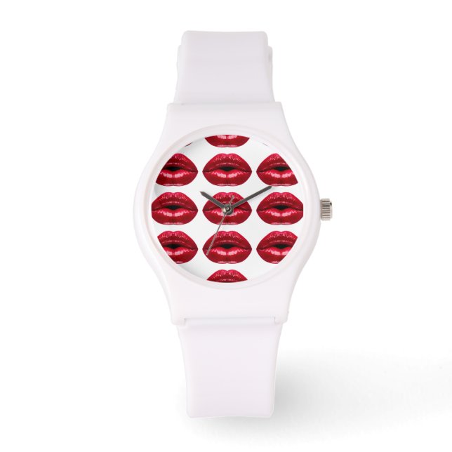 Hete rode lippen schoonheid horloge (Voorkant)