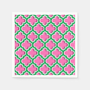 Hete Roze #2, Smaragd, Wht Marokkaanse Quatrefoil Servet