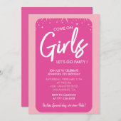 Hete roze 5e verjaardag uitnodigingen Trendy Girly (Voorkant / Achterkant)