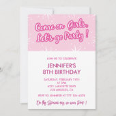 Hete roze 8e verjaardag uitnodigingen voor haar gi (Voorkant)