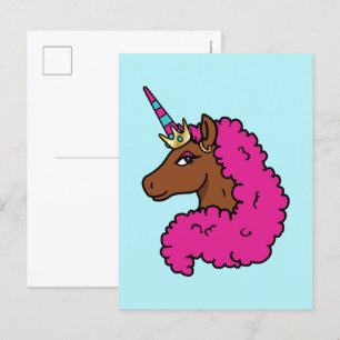 Hete Roze Afro Eenhoorn Briefkaart