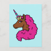 Hete Roze Afro Eenhoorn Briefkaart (Voorkant)