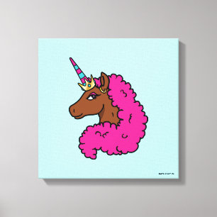 Hete Roze Afro Eenhoorn Canvas Afdruk