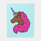 Hete Roze Afro Eenhoorn Fleece Deken (Voorkant)