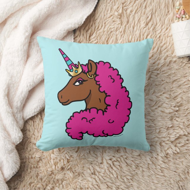 Hete Roze Afro Eenhoorn Kussen (Deken)