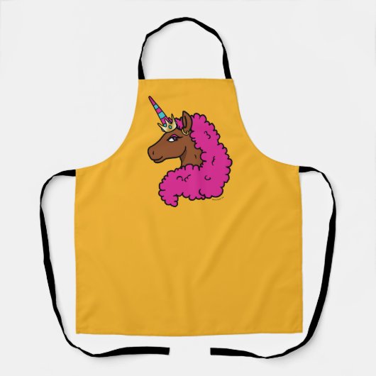 Hete Roze Afro Eenhoorn Schort (Voorkant)