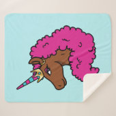 Hete Roze Afro Eenhoorn Sherpa Deken (Voorkant (horizontaal))