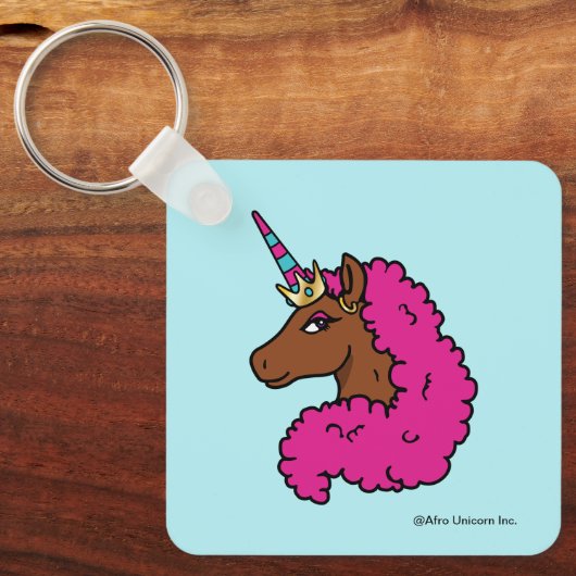 Hete Roze Afro Eenhoorn Sleutelhanger (Voorkant)