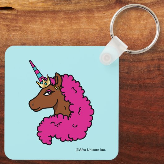 Hete Roze Afro Eenhoorn Sleutelhanger (Achterkant)