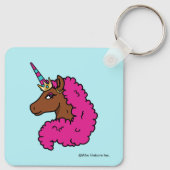 Hete Roze Afro Eenhoorn Sleutelhanger (Achterkant)
